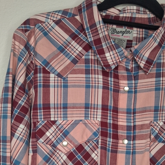 Wrangler Womens Pearl Snap Button Up Shirt Multicolor Plaid Cowgirl Rodeo XL - Picture 4 of 13